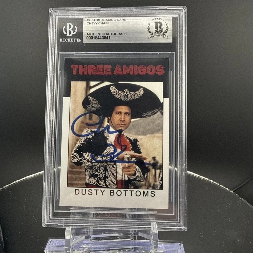 Chevy Chase Signed Three Amigos Dusty‎ Bottoms Custom Card Beckett BAS Authentic